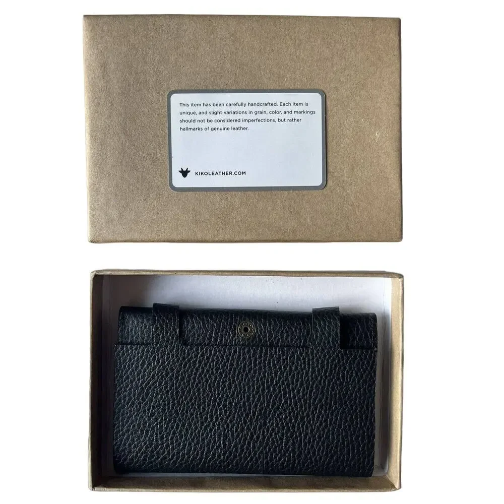 NEW KIKO MEN'S LEATHER Trifold Black WALLET Fast Shipping